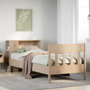 vidaXL Säng med bokhylla utan madrass 90x200cm massiv furu