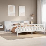 vidaXL Säng med bokhylla utan madrass vit 200x200cm massiv furu
