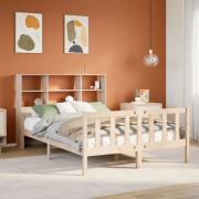 vidaXL Säng med bokhylla utan madrass 120x190 cm massiv furu