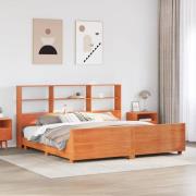 vidaXL Sängram utan madrass vaxbrun 180x200 cm massiv furu