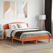 vidaXL Sängram utan madrass vaxbrun 135x190 cm massiv furu