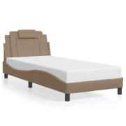 vidaXL Sängram med huvudgavel cappuccino 90x200 cm konstläder