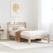 vidaXL Sängram med huvudgavel 90x200 cm massiv furu