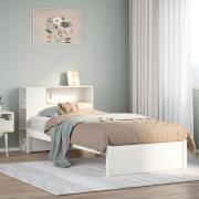 vidaXL Säng med bokhylla utan madrass vit 75x190cm massiv furu