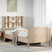 vidaXL Säng med bokhylla utan madrass 75x190cm massiv furu