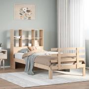 vidaXL Säng med bokhylla utan madrass 90x200cm massiv furu
