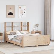 vidaXL Säng med bokhylla utan madrass 140x190 cm massiv trä