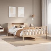 vidaXL Säng med bokhylla utan madrass 140x200cm massiv furu