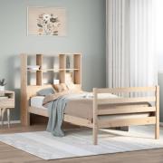 vidaXL Säng med bokhylla utan madrass 75x190cm massiv furu