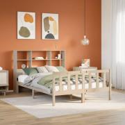vidaXL Säng med bokhylla utan madrass 140x200cm massiv furu