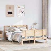 vidaXL Sängram med huvudgavel 140x190 cm massiv furu