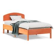vidaXL Sängram utan madrass vaxbrun 75x190 cm massiv furu