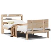 vidaXL Sängram med huvudgavel 90x190 cm massiv furu