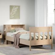 vidaXL Säng med bokhylla utan madrass 100x200cm massiv furu