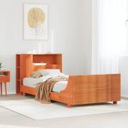 vidaXL Sängram utan madrass vaxad brun 90x200 cm massiv furu