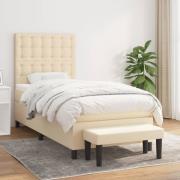 vidaXL Ramsäng med madrass gräddvit 90x200 cm tyg