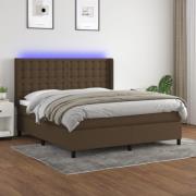 vidaXL Ramsäng med madrass & LED mörkbrun 180x200 cm tyg