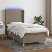 vidaXL Ramsäng med madrass & LED taupe 100x200 cm tyg