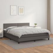 vidaXL Ramsäng med madrass grå 160x200 cm konstläder