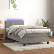 vidaXL Ramsäng med madrass & LED ljusgrå 100x200 cm sammet
