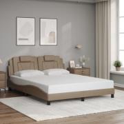 vidaXL Sängram med huvudgavel cappuccino 160x200 cm konstläder