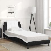 vidaXL Sängram med huvudgavel svart och vit 80x200 cm konstläder
