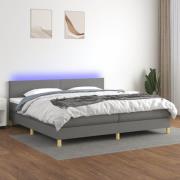 vidaXL Ramsäng med madrass & LED mörkgrå 200x200 cm tyg