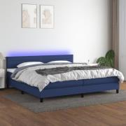 vidaXL Ramsäng med madrass & LED blå 200x200 cm tyg
