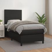 vidaXL Ramsäng med madrass svart 100x200 cm konstläder