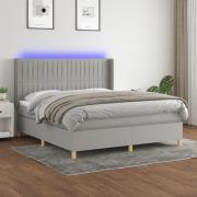 vidaXL Ramsäng med madrass & LED ljusgrå 180x200 cm tyg