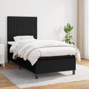 vidaXL Ramsäng med madrass svart 90x200 cm tyg