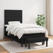 vidaXL Ramsäng med madrass svart 90x190 cm tyg