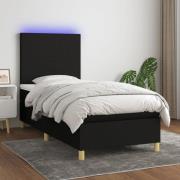 vidaXL Ramsäng med madrass & LED svart 80x200 cm tyg