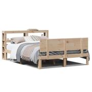 vidaXL Sängram med huvudgavel 150x200 cm massiv furu