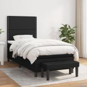 vidaXL Ramsäng med madrass svart 90x190 cm tyg