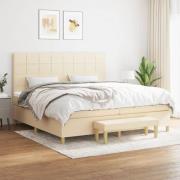 vidaXL Ramsäng med madrass gräddvit 200x200 cm tyg