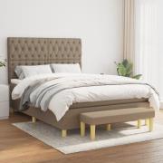 vidaXL Ramsäng med madrass taupe 140x200 cm tyg
