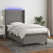 vidaXL Ramsäng med madrass & LED mörkgrå 100x200 cm tyg