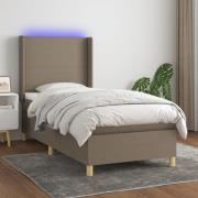 vidaXL Ramsäng med madrass & LED taupe 100x200 cm tyg