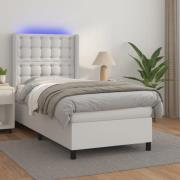 vidaXL Ramsäng med madrass & LED vit 90x190 cm konstläder