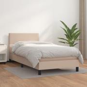 vidaXL Ramsäng med bäddmadrass cappuccino 90x190 cm konstläder