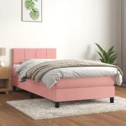 vidaXL Ramsäng med madrass rosa 90x190 cm sammet