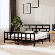 vidaXL Sängram svart massiv furu 200x200 cm