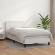 vidaXL Ramsäng med madrass vit 90x200 cm konstläder