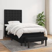vidaXL Ramsäng med madrass svart 90x190 cm tyg