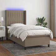 vidaXL Ramsäng med madrass & LED taupe 90x200 cm tyg