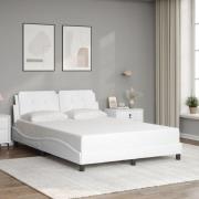 vidaXL Sängram med huvudgavel vit 140x190 cm konstläder