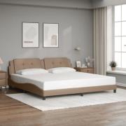 vidaXL Sängram med huvudgavel cappuccino 200x200 cm konstläder