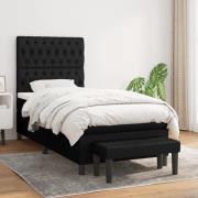 vidaXL Ramsäng med madrass svart 90x200 cm tyg