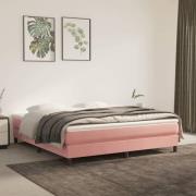 vidaXL Ramsäng med madrass rosa 160x200 cm sammet